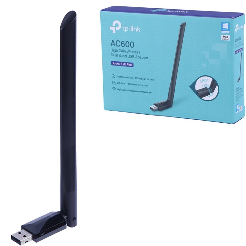 دانگل شبکه USB 2.0 برند TP-Link مدل Archer T2U Plus AC600 با سرعت 433 مگابیت بر ثانیه