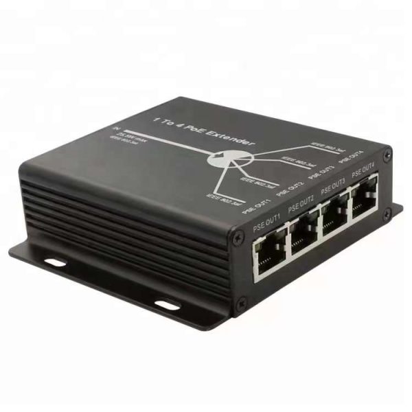 مبدل تک پورت شبکه 120متری 10/100 POE به 4 پورت POE EXTENDER 1 TO 4 PORT