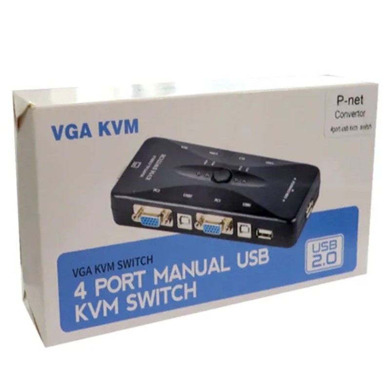 KVM کی وی ام 4 پورت USB 2.0 دستیPNET پی نت مدل KVM SWITCH