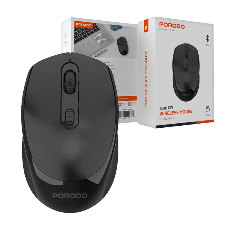 موس بیسیم شارژی بلوتوثی پرودو مدل Porodo 1600DPI Wireless Mouse PDETK04