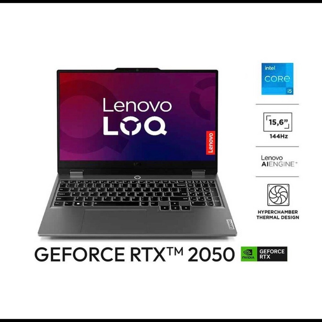 استوکLENOVO LOQ Core i5(12450HX)/RAM 16GB/SSD 512GB/RTX2050B/15.6 inch /black