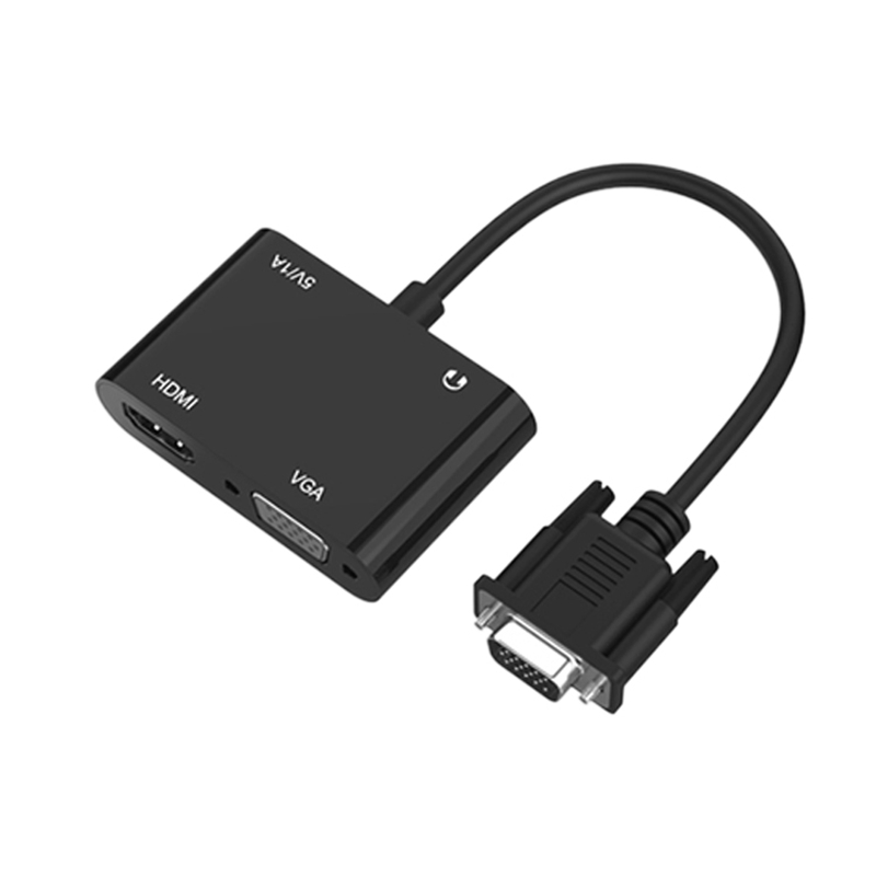 مبدل VGA به HDMI و VGA و Audio مدل VGA To HDMI VGA Audio Adapter HT080