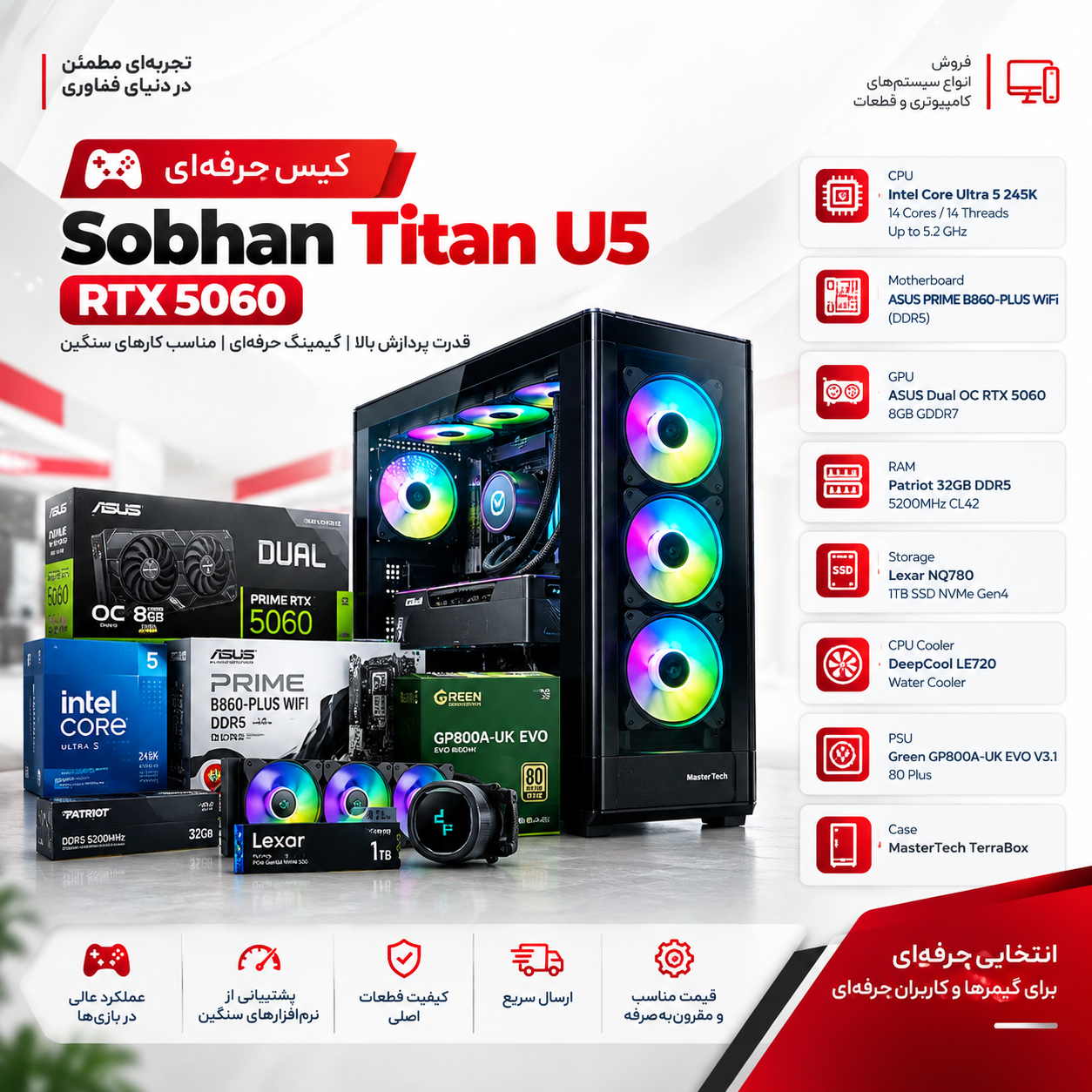 کیس اسمبل شده گیم پرو(حرفه ای)