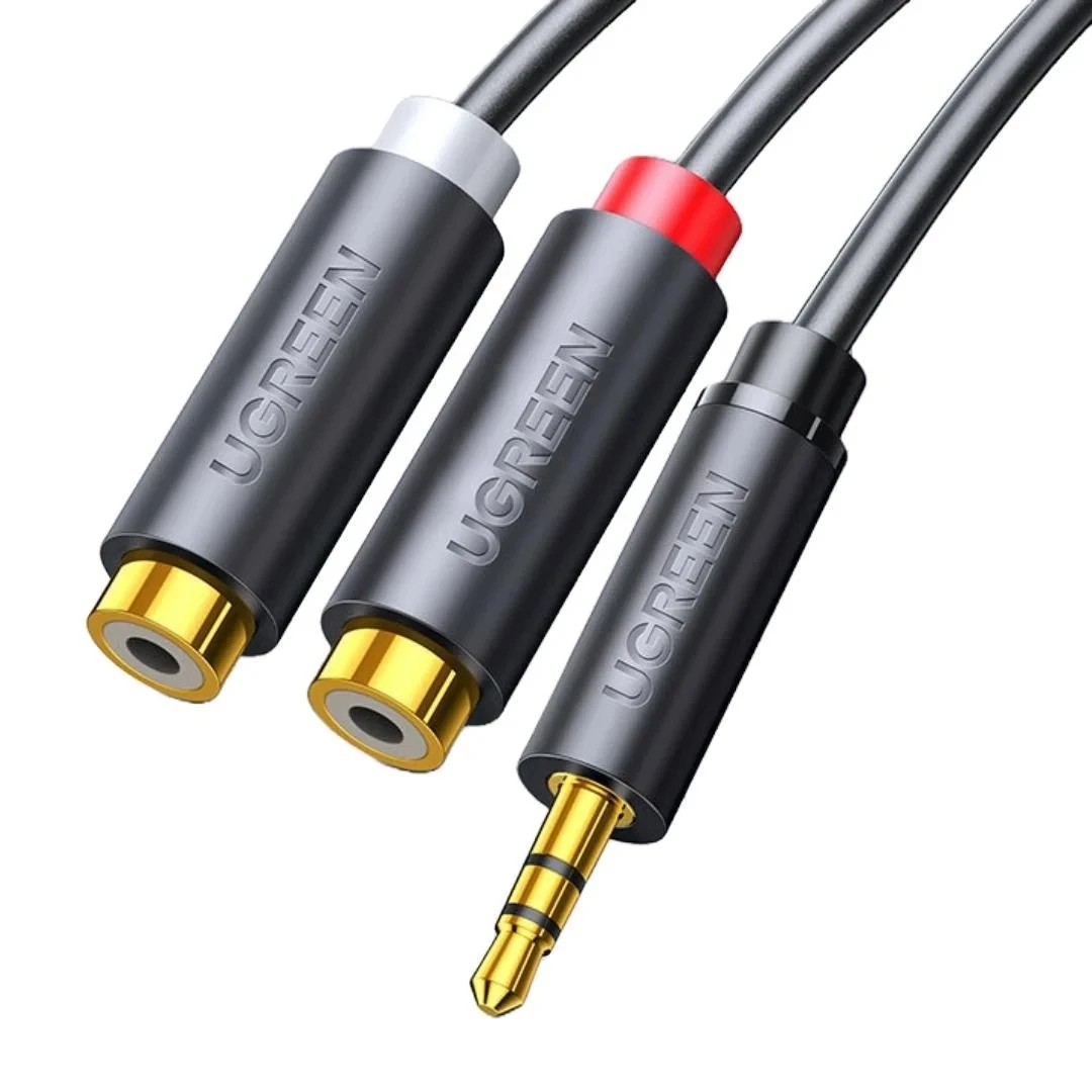 مبدل صدا یوگرین مدل UGREEN 25cm 3.5mm Male to 2RCA Female Cable AV109