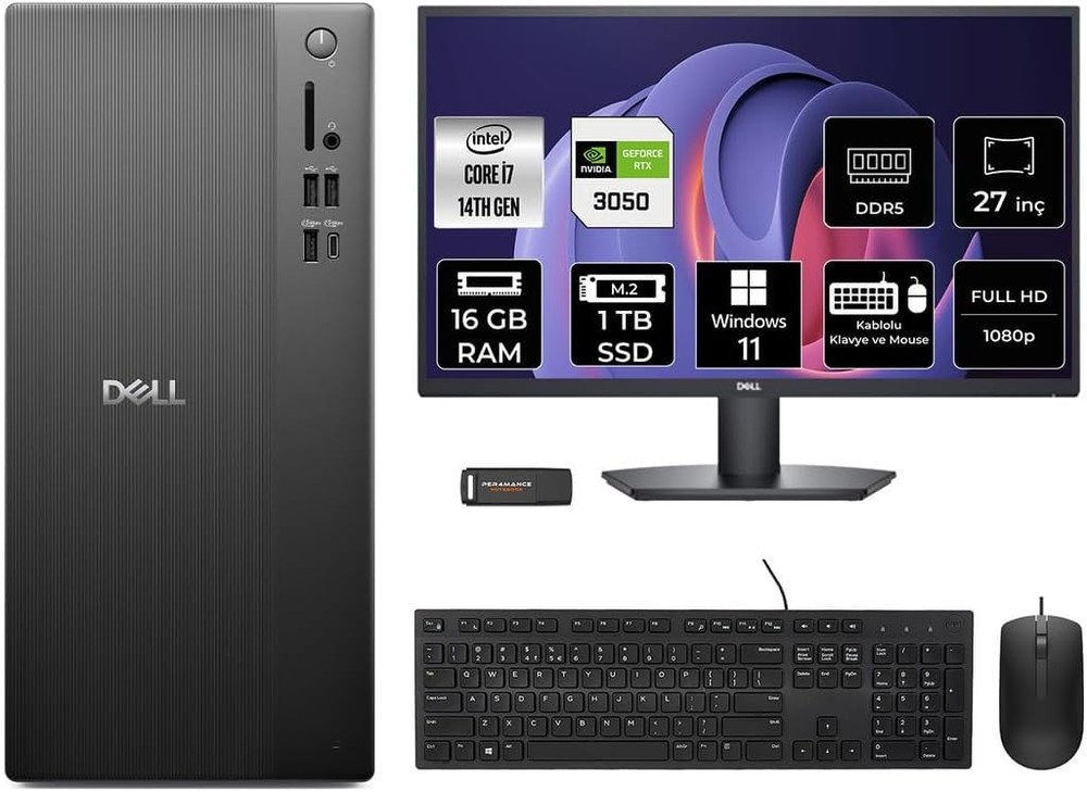 کامپیوتر رومیزی Dell Pro Tower مدل Ect1250 به همراه مانیتور 27 اینچ