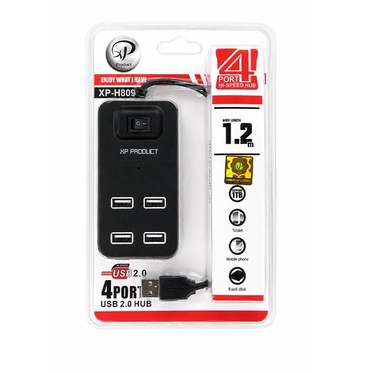 هاب 1.2 متری 4 پورت XP USB 2.0 مدل XP-H809
