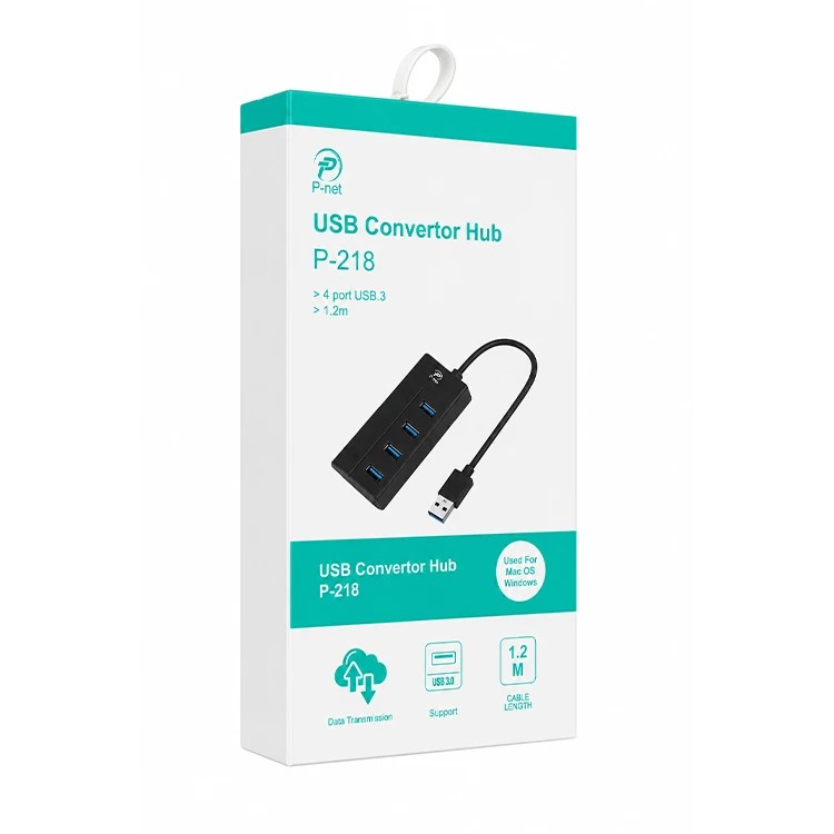 هاب 4 پورت P-net USB 3.0 مدل P-218