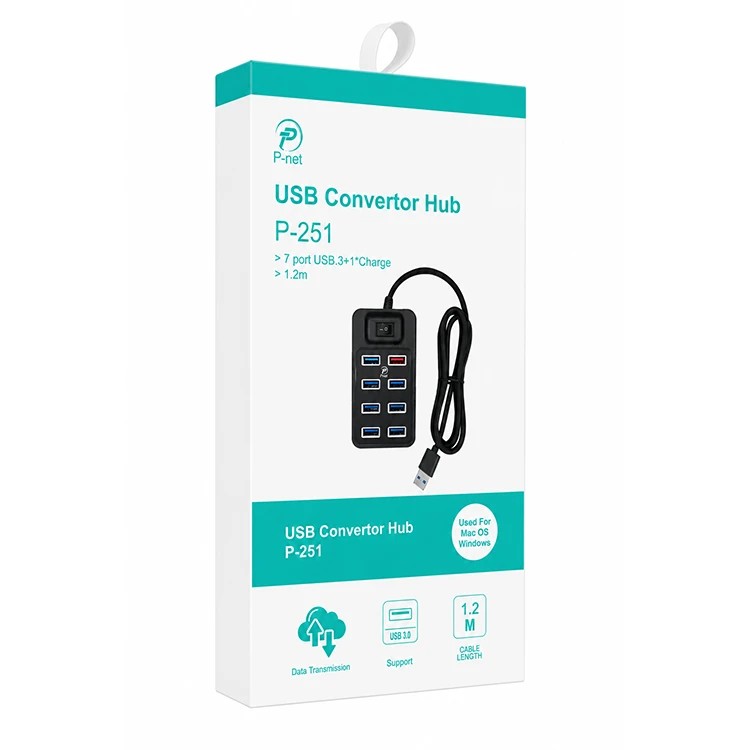 هاب 8 پورت P-net USB 3.0 مدل P-251
