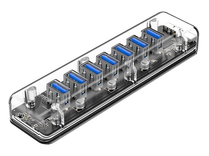 هاب یو اس بی 7 پورت اوریکو Orico 7 Port USB3.0 Transparent HUB F7U-U3
