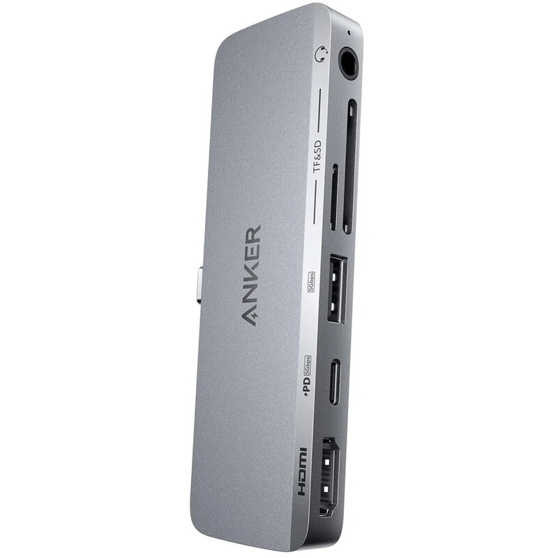 هاب 6 پورت انکر Type-C به USB3.0/HDMI/SD/Micro SD/Type-C/AUX مدل A8363