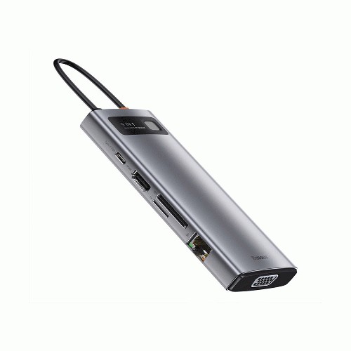 هاب 9 پورت Type-C باسئوس CAHUB-CU0G - Baseus CAHUB-CU0G Metal Gleam 9 in 1 Type-C HUB