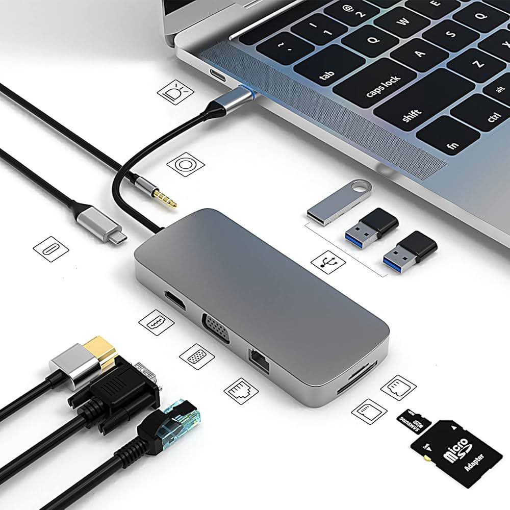 هاب 10 پورت USB-C HUB Multiport Adapter Coteci