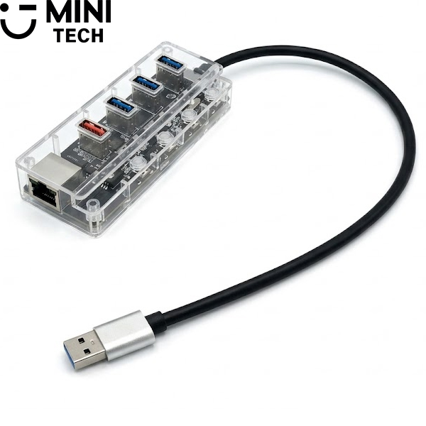 هاب USB3.0 به USB3.0 و RG45 مینی تک
