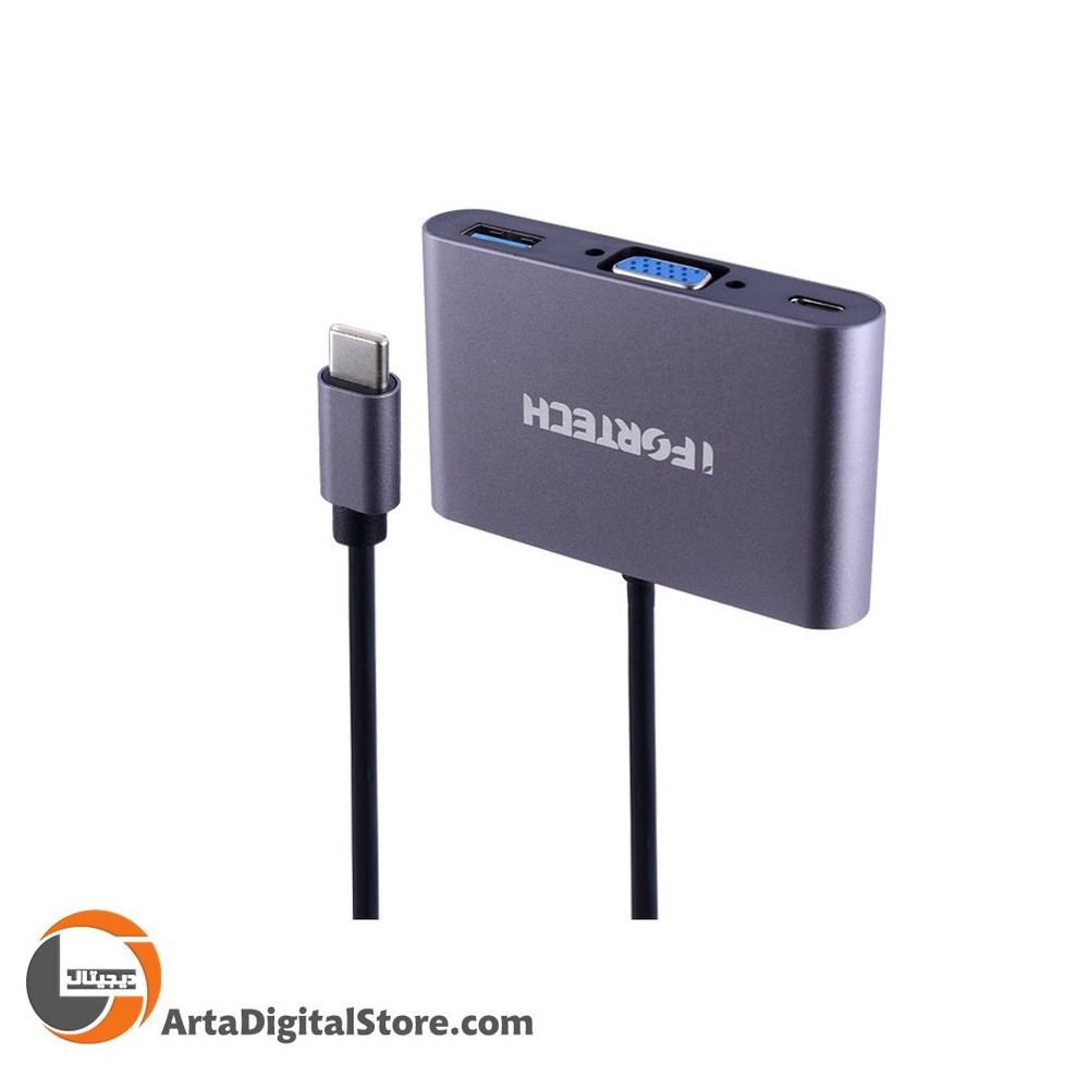هاب تایپ سی Ifortech Type-C To VGA/USB3.0/Type-C