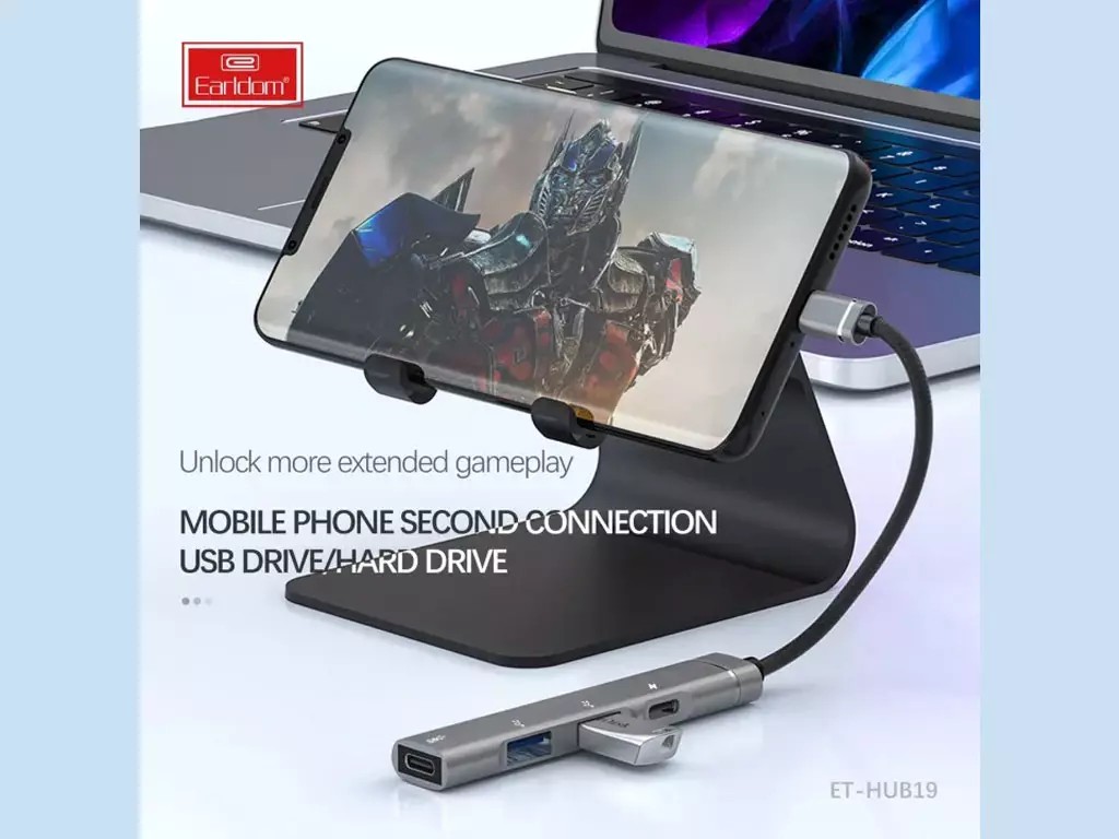 هاب TYPE C برند EARLDOM HUB19 با دو پورت USB و دو پورت TYPE C