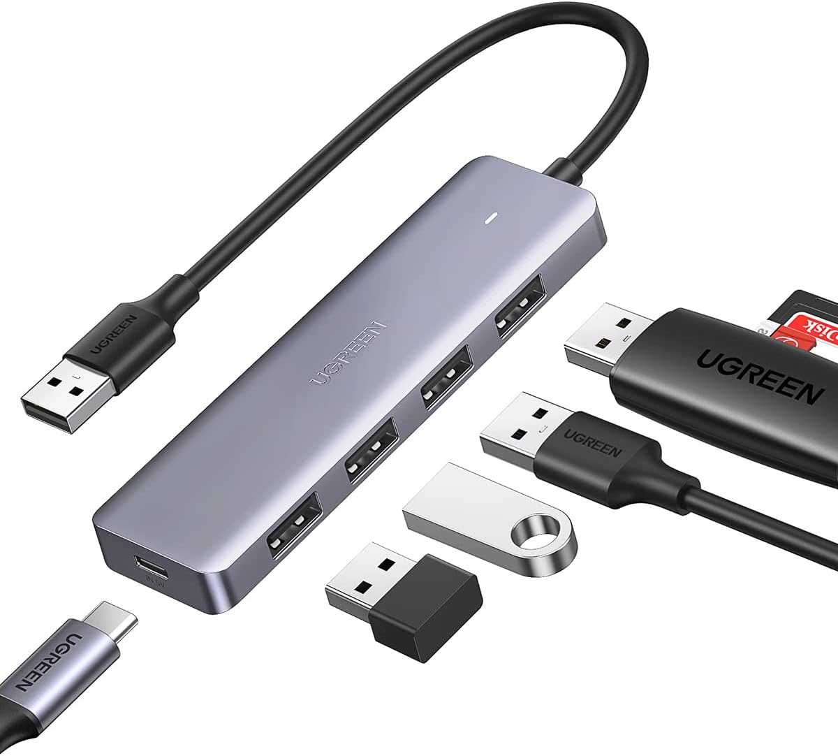 هاب USB چهارپورت UGREEN با USB 3.0