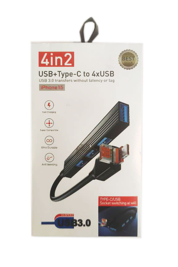 هاب یو اس بی تبدیل شو HUb USB + type-C to 4*USB