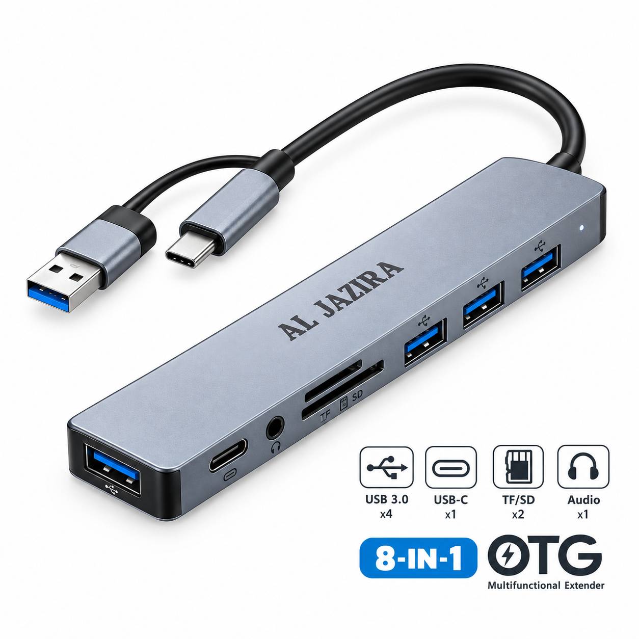 هاب چندکاره مدلAL JAZIRA 8-in-1 USB-C Multifunctional Hub – SX-104