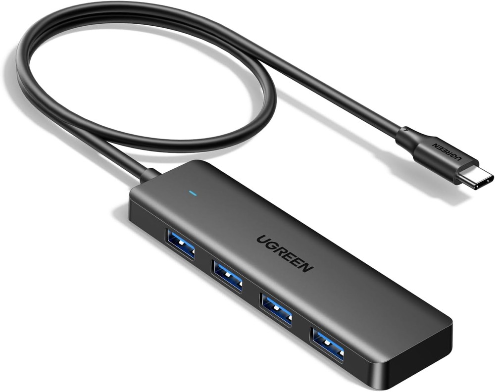 هاب UGREEN USB C با 4×USB 3.0 دیتا و شارژ USB-C 5V/2.4A 60cm