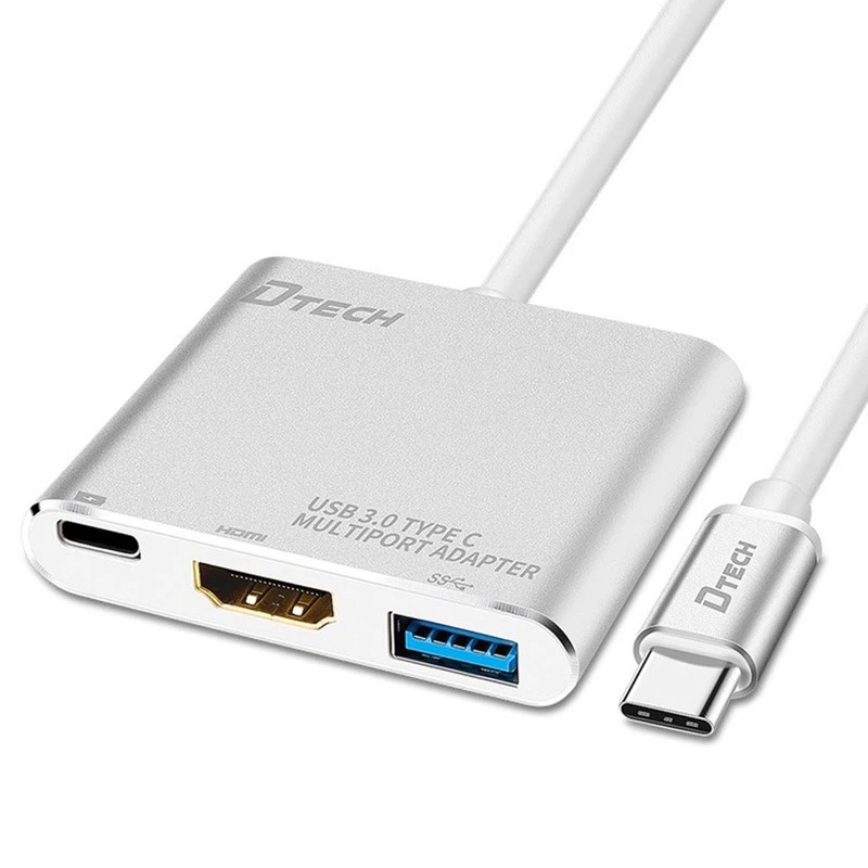تبدیل USB Type-C به HDMI و USB 3.0 دیتک dtech