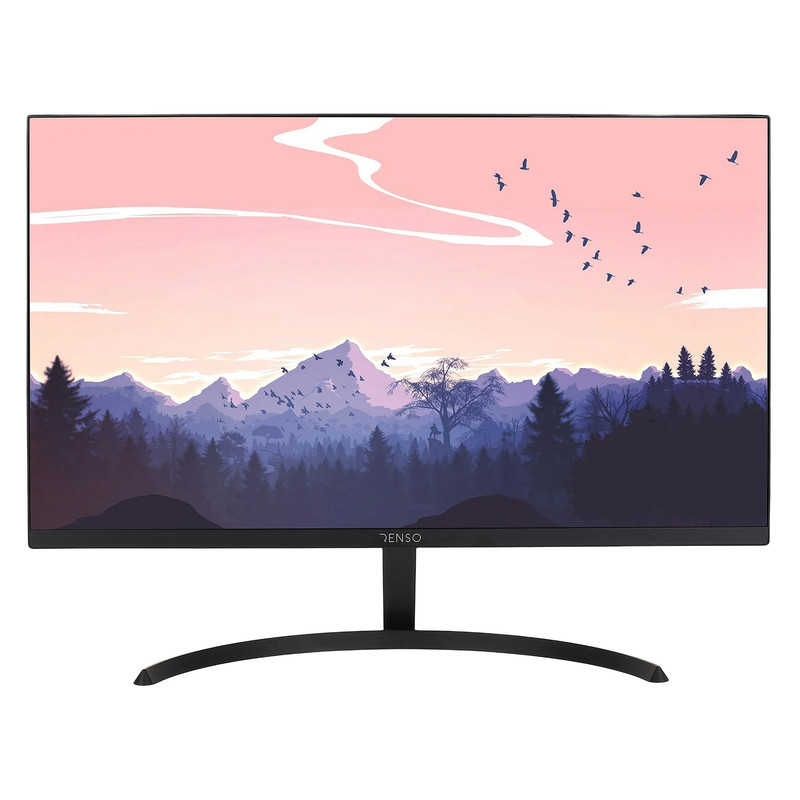 مانیتور رنسو مدل RM-24PRIME سایز 24 اینچ، رزولوشن Full HD، پنل IPS، نرخ بروزرسانی تصویر 100 هرتز، نسبت تصویر 16:9، یک پورت HDMI، یک پورت Displayport و یک پورت VGA  به همراه ماوس
