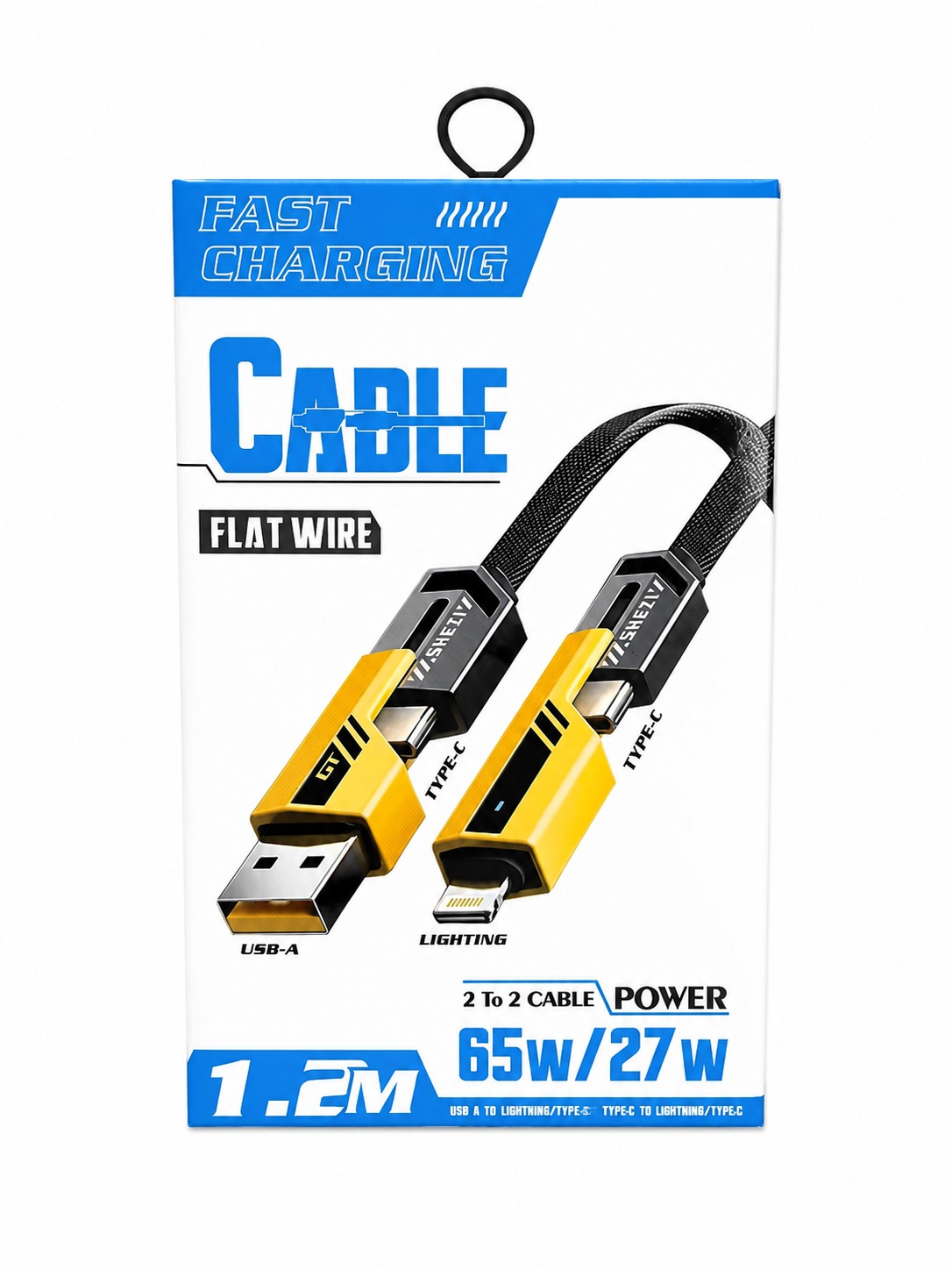 کابل شارژ 4 کاره مدل Flat Wire با توان 65 وات