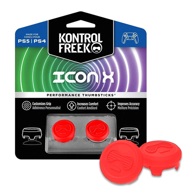 KontrolFreek Icon X Performance Thumbsticks for PlayStation – Red