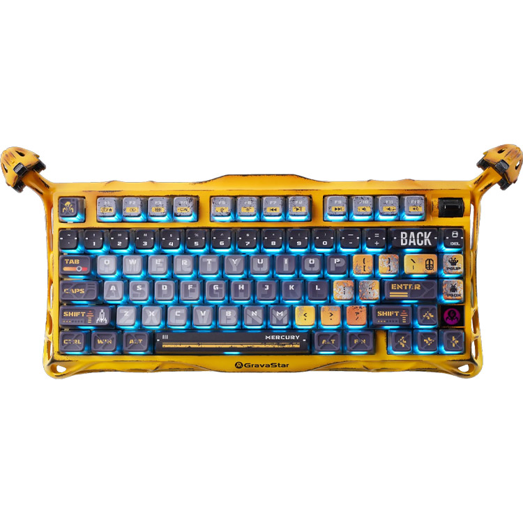 GravaStar Mercury K1 Pro Wireless Mechanical Gaming Keyboard - Battle-Worn Yellow