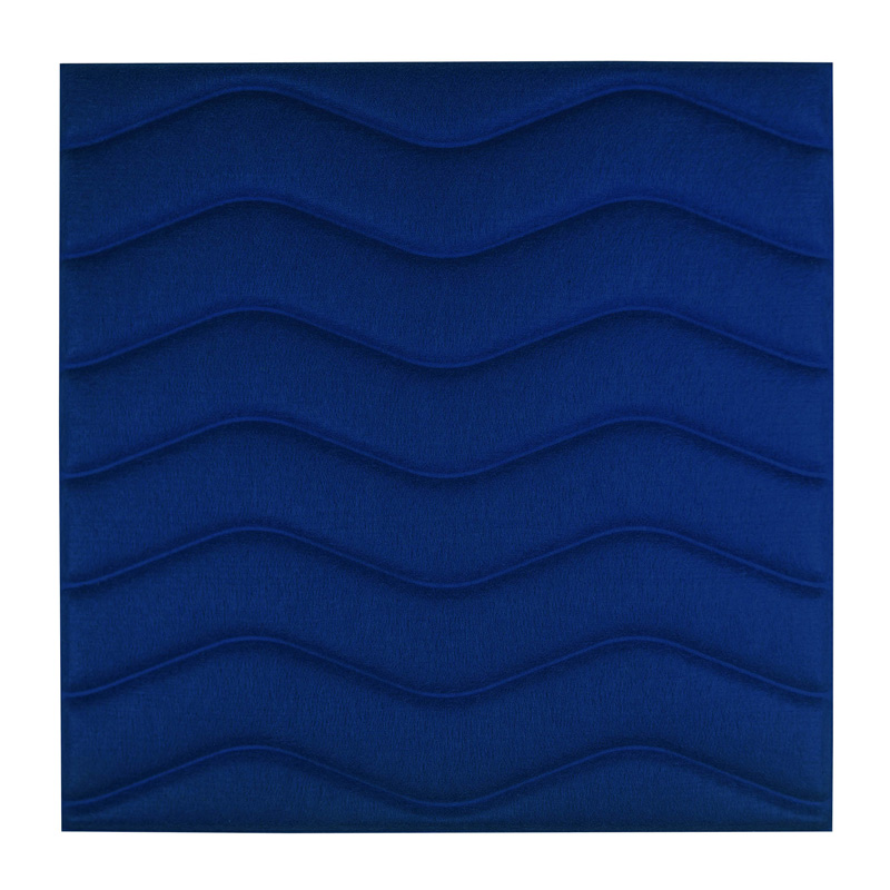 Shining Sound Wool Panel Waves Carbon Blue