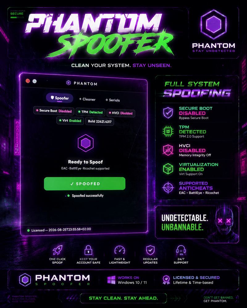 PHANTOM Spoofer | لایسنس ماهانه | تحویل فوری