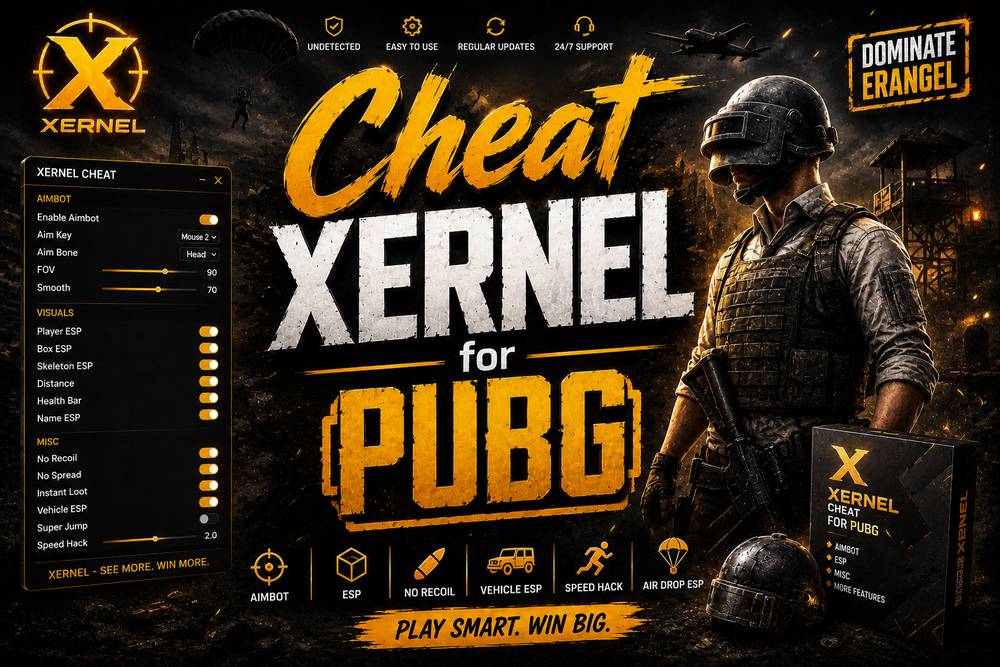 چیت XERNEL برای PUBG | نسخه حرفه‌ای ESP و Aim بدون بن
