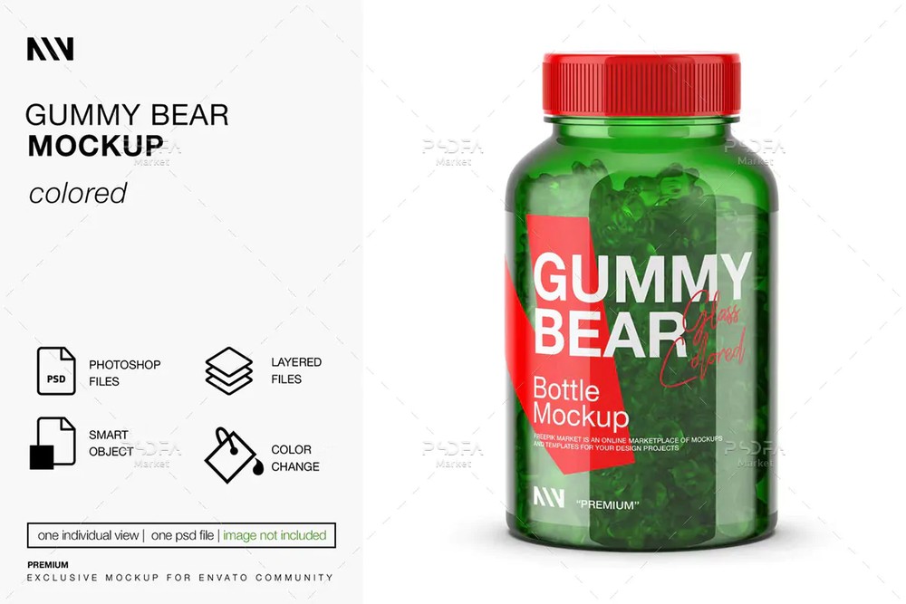 موکاپ قوطی پاستیل خرسی Gummy Bear Bottle