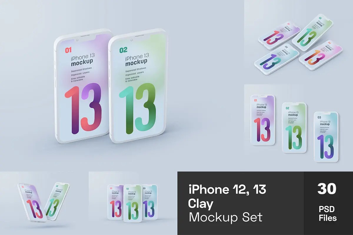 موکاپ آیفون 12 و 13 پرو نسخه Clay