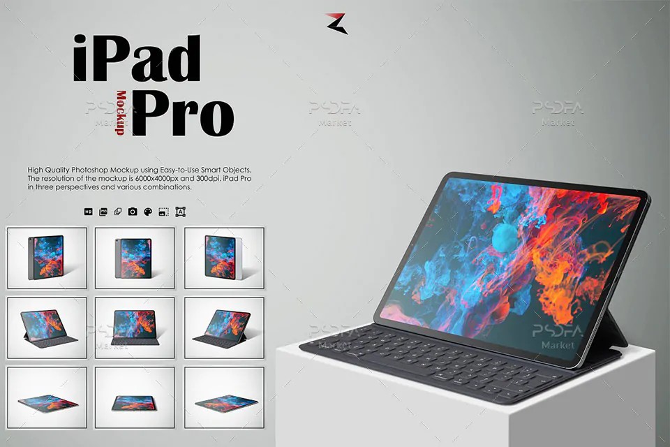 موکاپ تبلت آیپد پرو در حالت و نماهای مختلف - iPad Pro Mockup