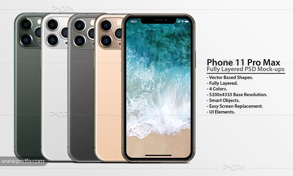 موکاپ گوشی آیفون 11 با چهار رنگ متنوع - iPhone 11 Mockups