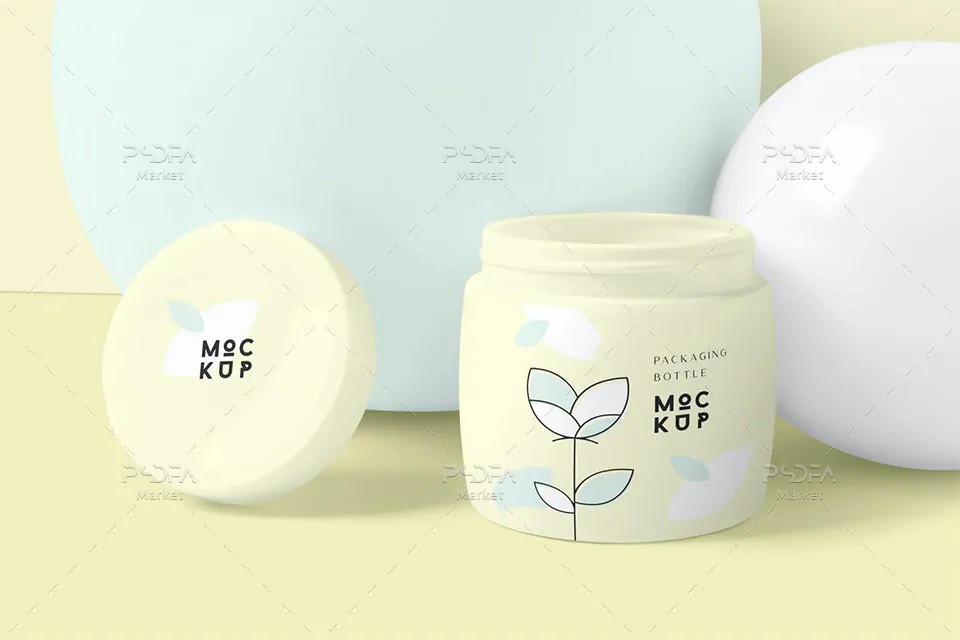 موکاپ قوطی کرم Cosmetic Packaging Bottle Jar Mockups
