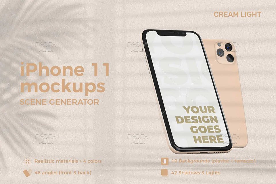 موکاپ آیفون 11 پرو کرم iPhone 11 Pro Cream