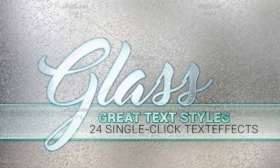24 استایل متن شیشه ای و شفاف فتوشاپ Glass Style