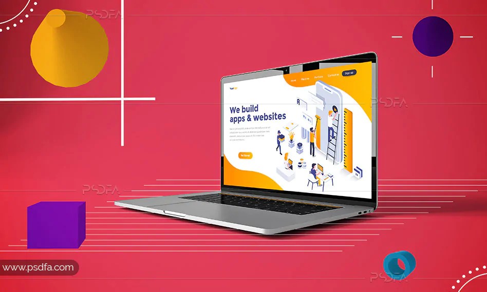 موکاپ انتزاعی لپ تاپ مک بوک پرو - Abstract MacBook Pro MockUp
