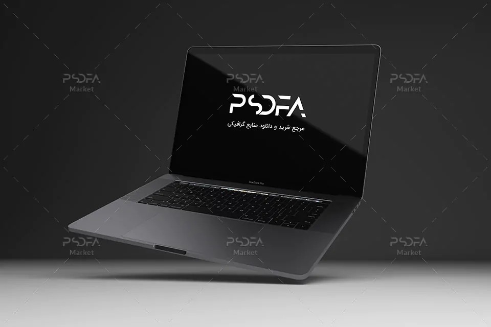 موکاپ Macbook Pro شناور و معلق لایه باز برای فتوشاپ