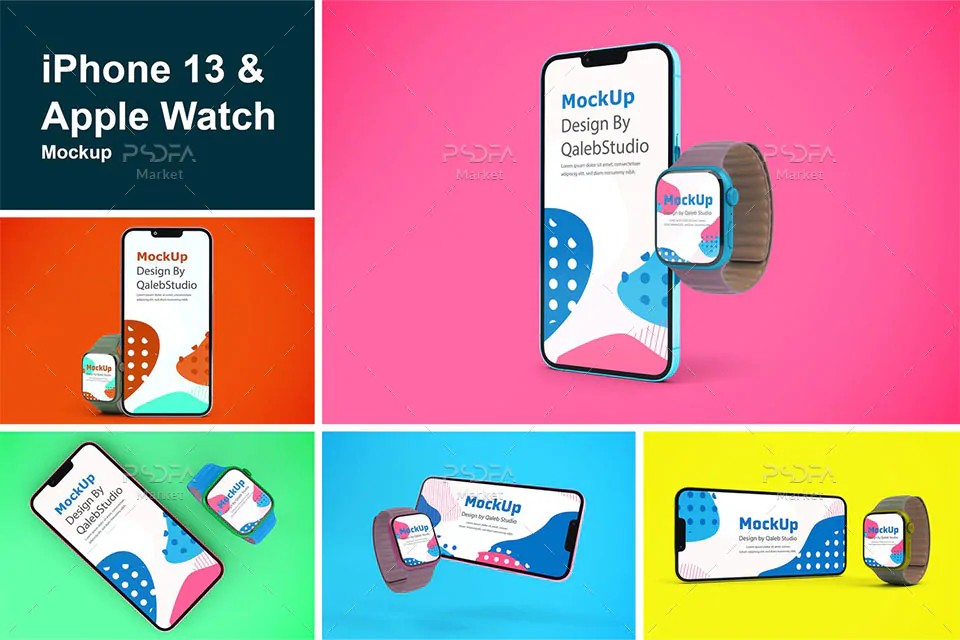 موکاپ اپل واچ و آیفون 13 iPhone 13 & Apple Watch