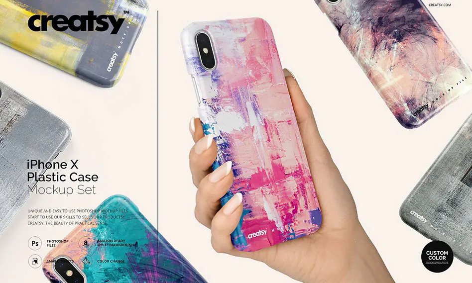 موکاپ قاب و کاور موبایل آیفون ایکس iPhone X Plastic Case Mockup Set