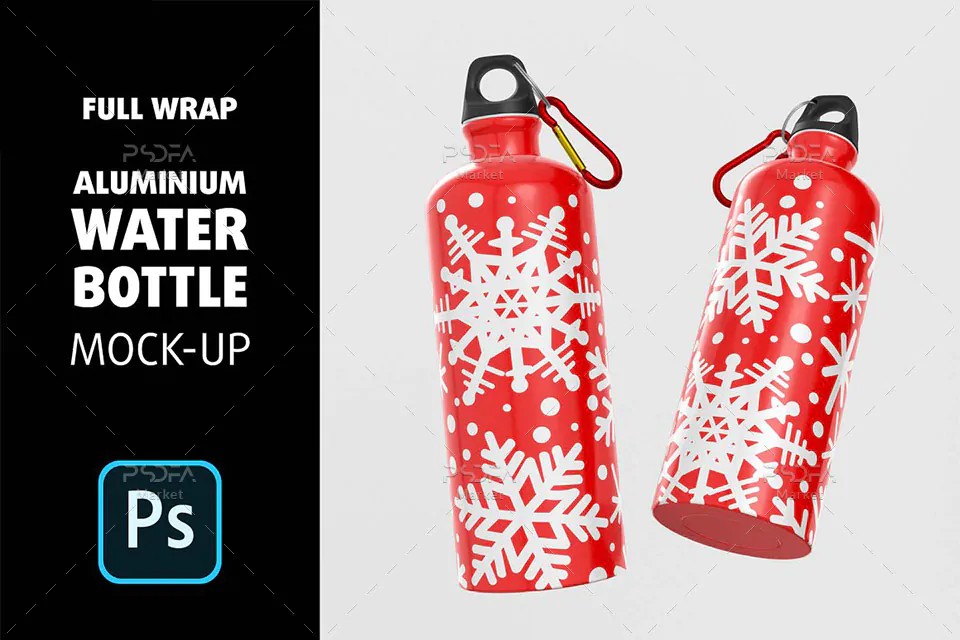 موکاپ قمقمه آب آلومینیومی Aluminium Water Bottle Mockup