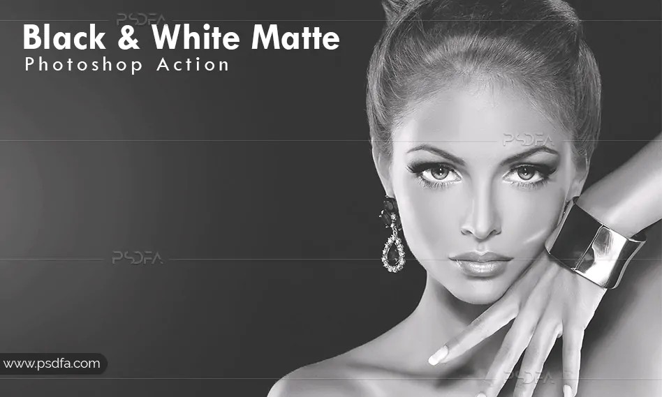 تبدیل عکس رنگی به سیاه و سفید مات در فتوشاپ با اکشن Black & White Matte