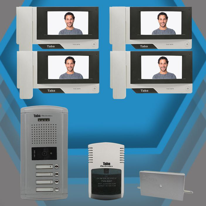 پکیج کامل آیفون تصویری 4 واحدی تابا TVD-3070 سفید