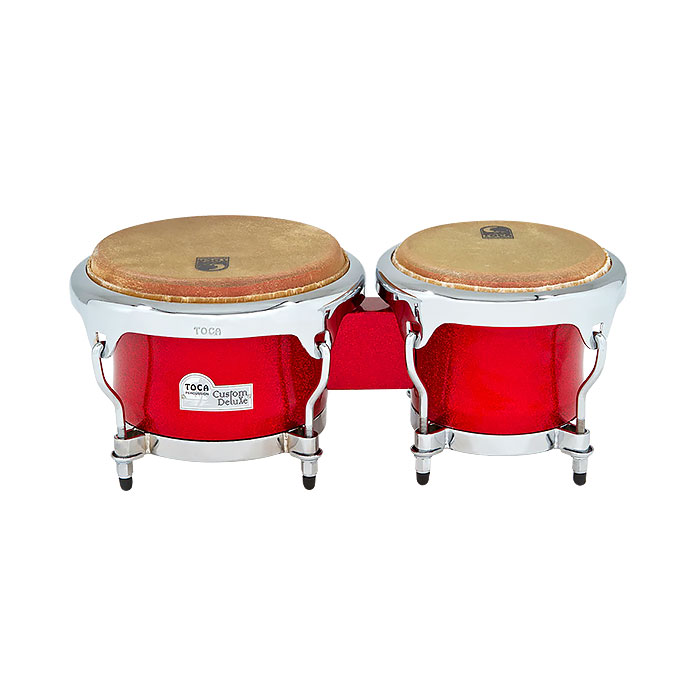 Toca Custom Deluxe Fiberglass Bongos-RedSparkle