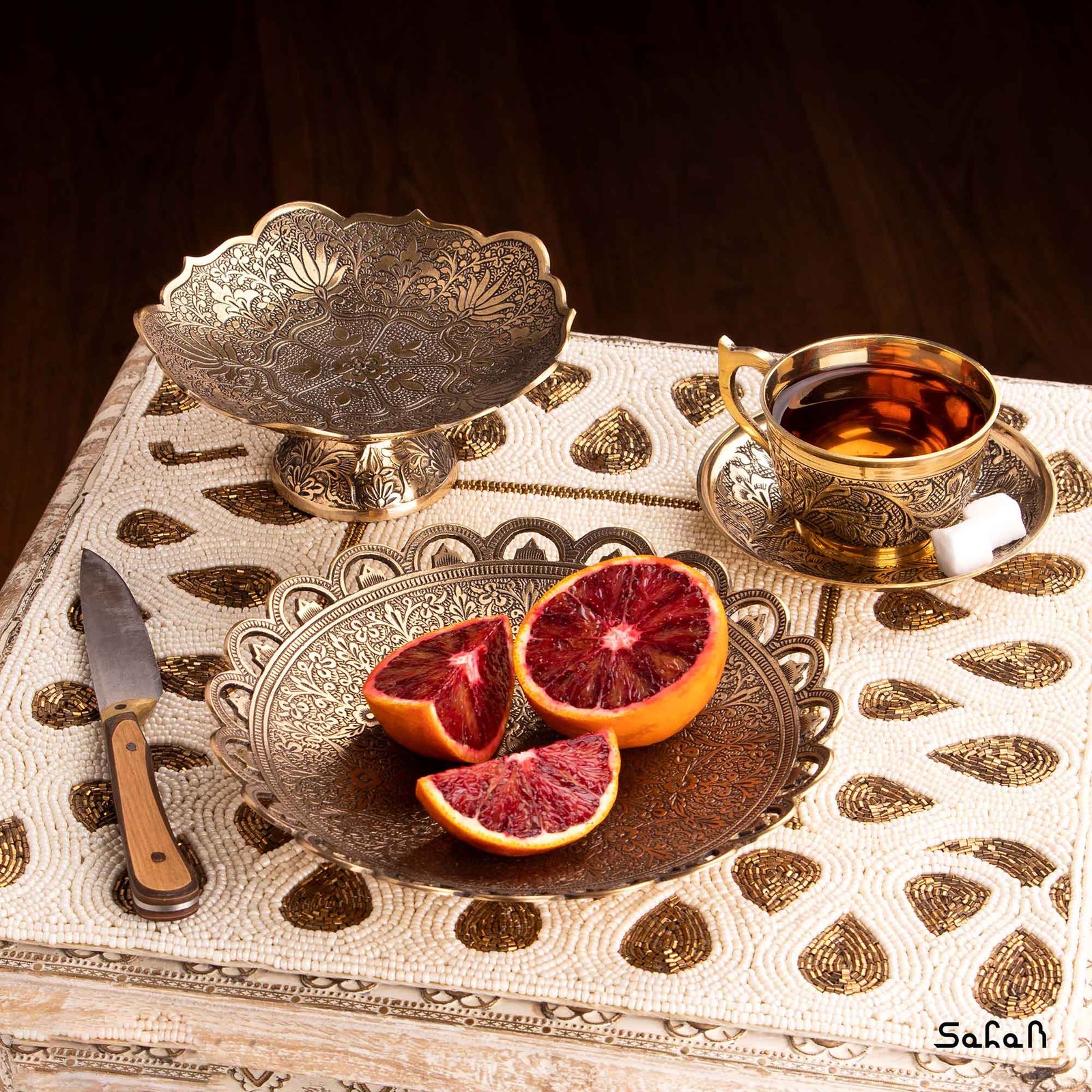 ست پذیرایی برنجی آنتیک کد 070