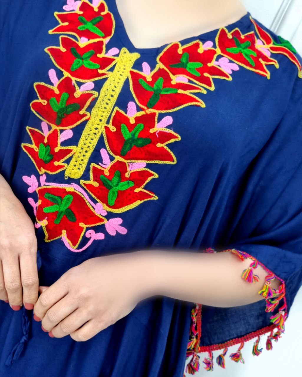 پانچ ساحلی نخی خامه دوزی قواره بزرگ وارداتی(اصلی)/کد799