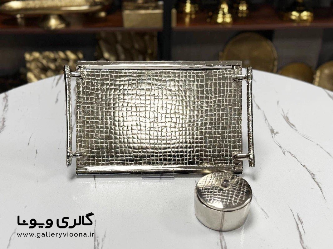 سینی و قندان چرم سیلور هندی