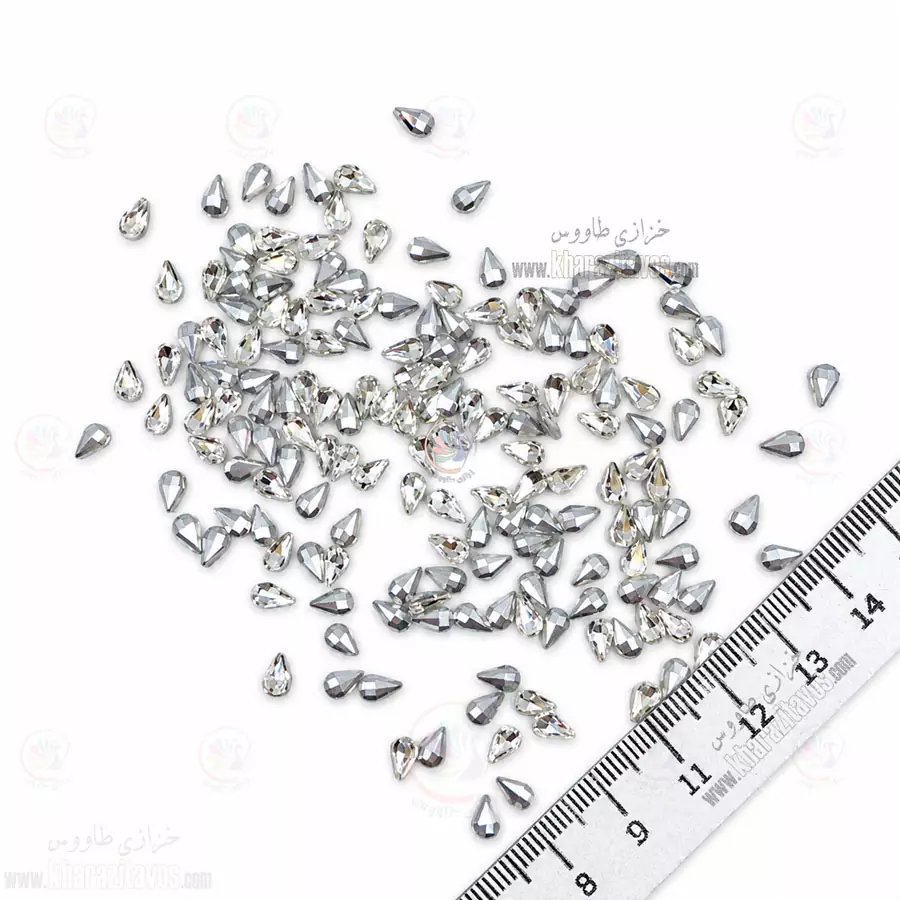 مارکیز اشکی سنگی ( نقره ای ) 3 در 6 نوک تیز بسته 50 عددی